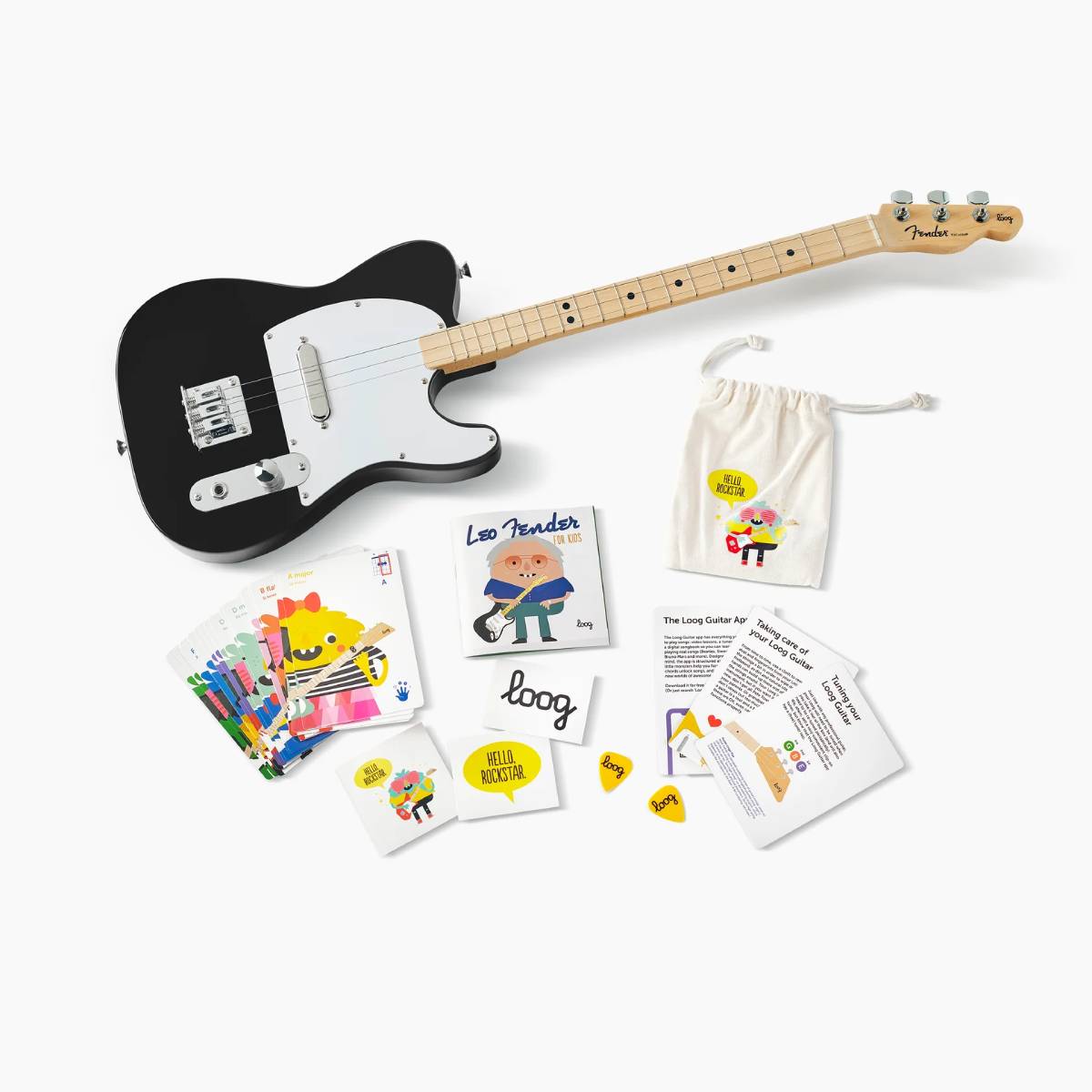 Fender Telecaster by Loog Pro Electric Guitar - Black (Ages 6+)