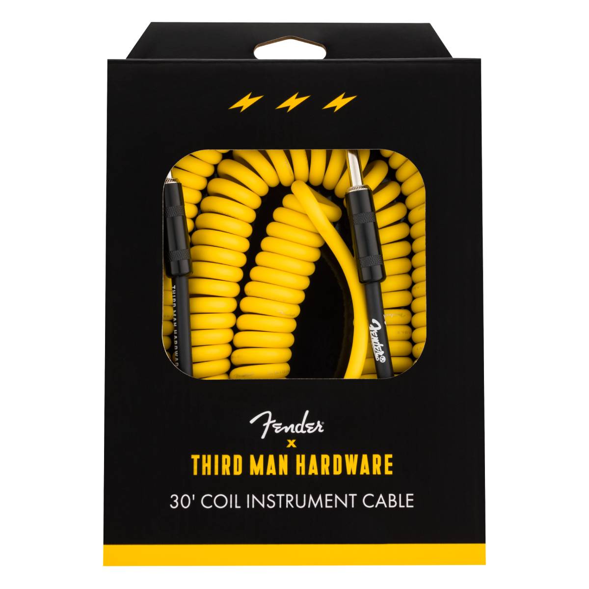 Fender X Third Man Hardware Instrument Cable 9m (30ft) Coiled Cable Lead Yellow - 0990573029