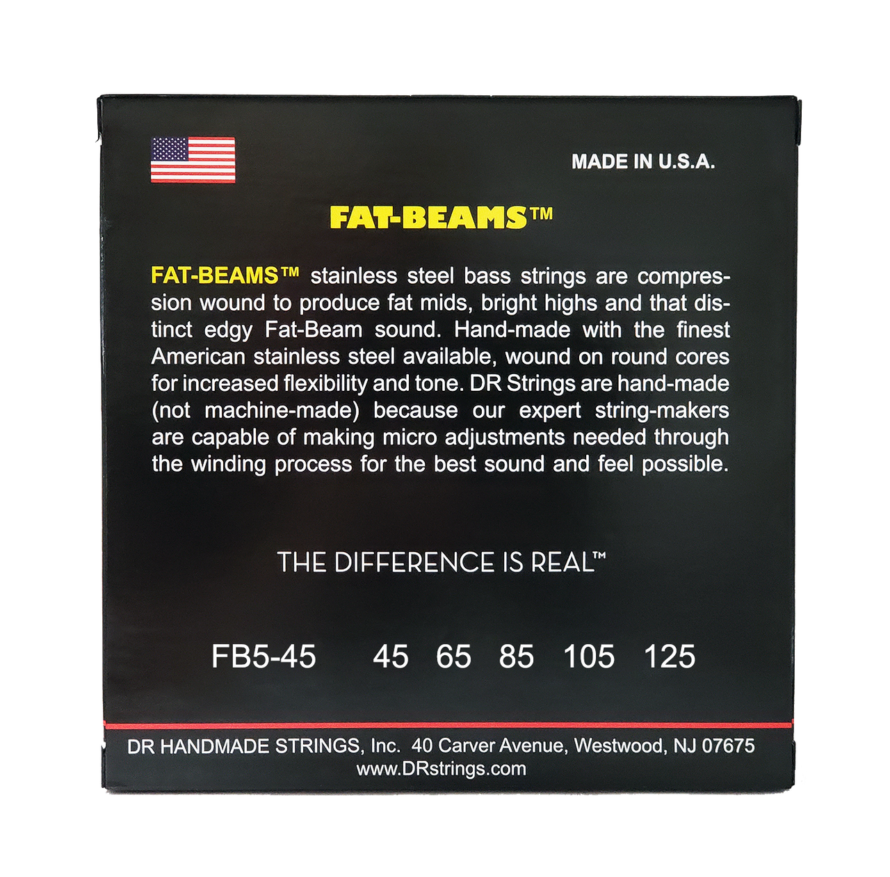 DR FAT-BEAM FB5-45 Stainless Steel Bass Guitar Strings: 5-String Medium 45-125
