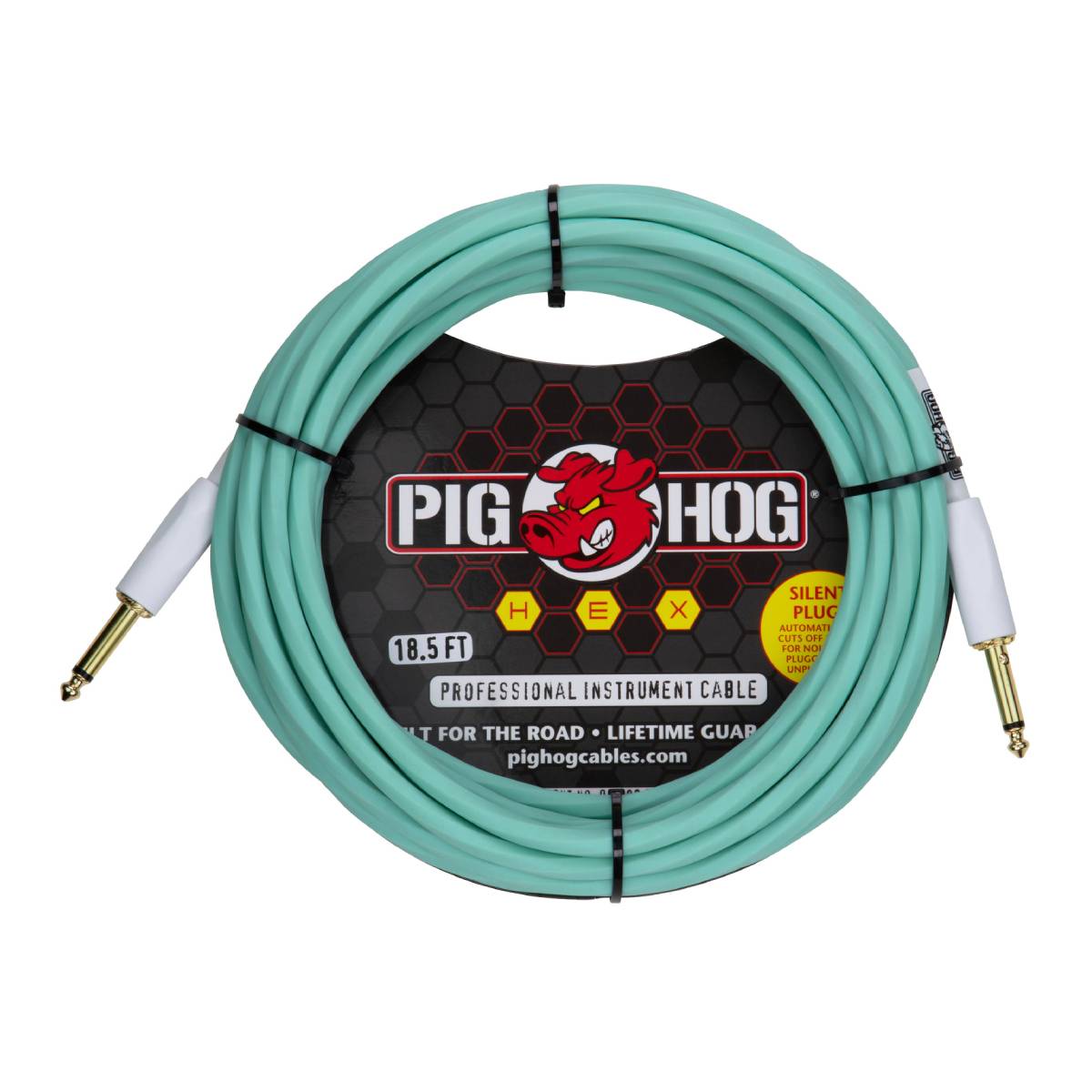 Pig Hog Hex Series Silent Guitar Cable 5.5m (18.6ft) Instrument Lead - Seafoam Green - PHSH186SG