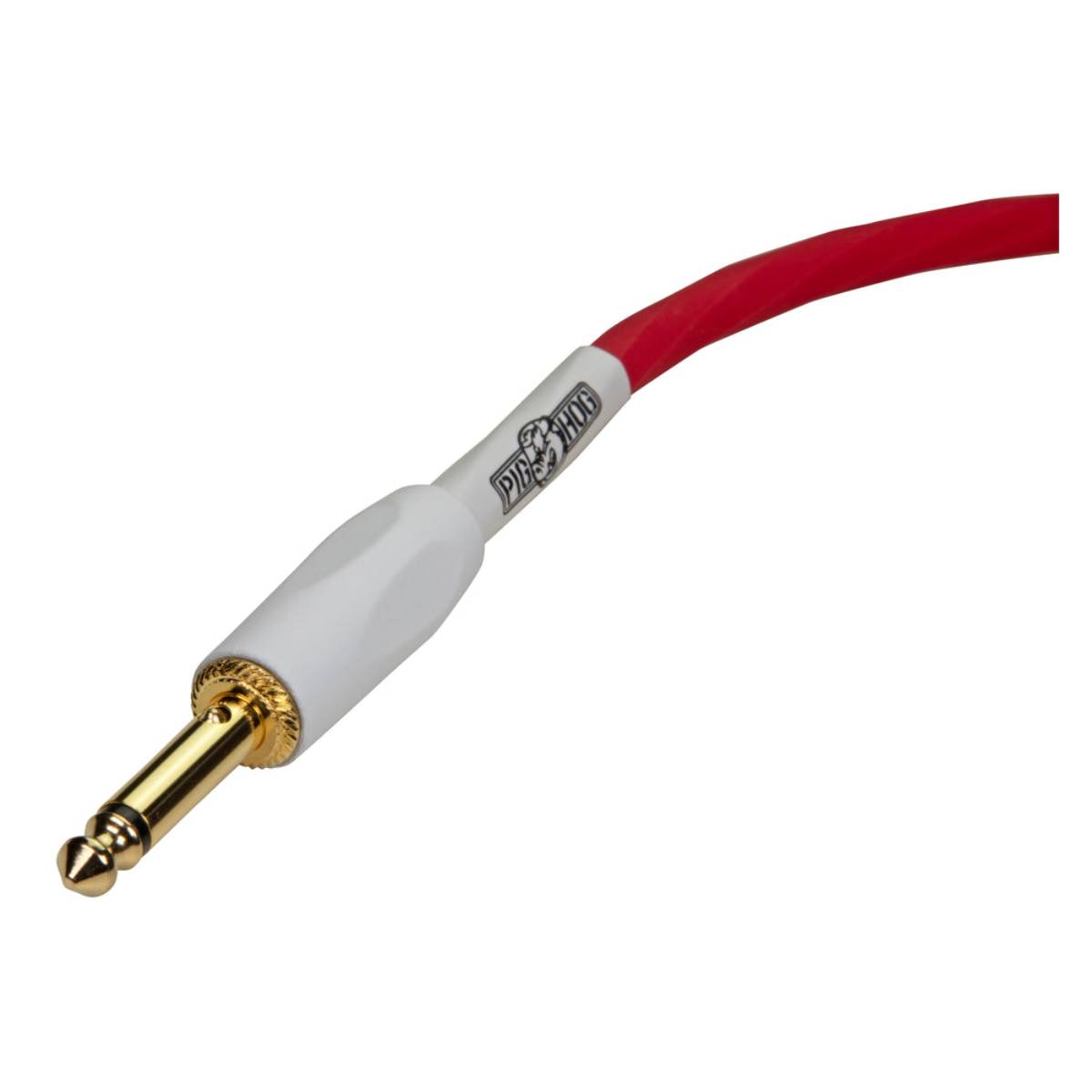 Pig Hog Hex Series Silent Guitar Cable 5.5m (18.6ft) Instrument Lead - Candy Apple Red w/ Right Angle - PHSH186CAR
