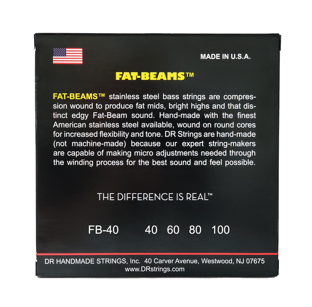 DR FAT-BEAM FB-40 Stainless Steel Bass Guitar Strings: Light 40-100