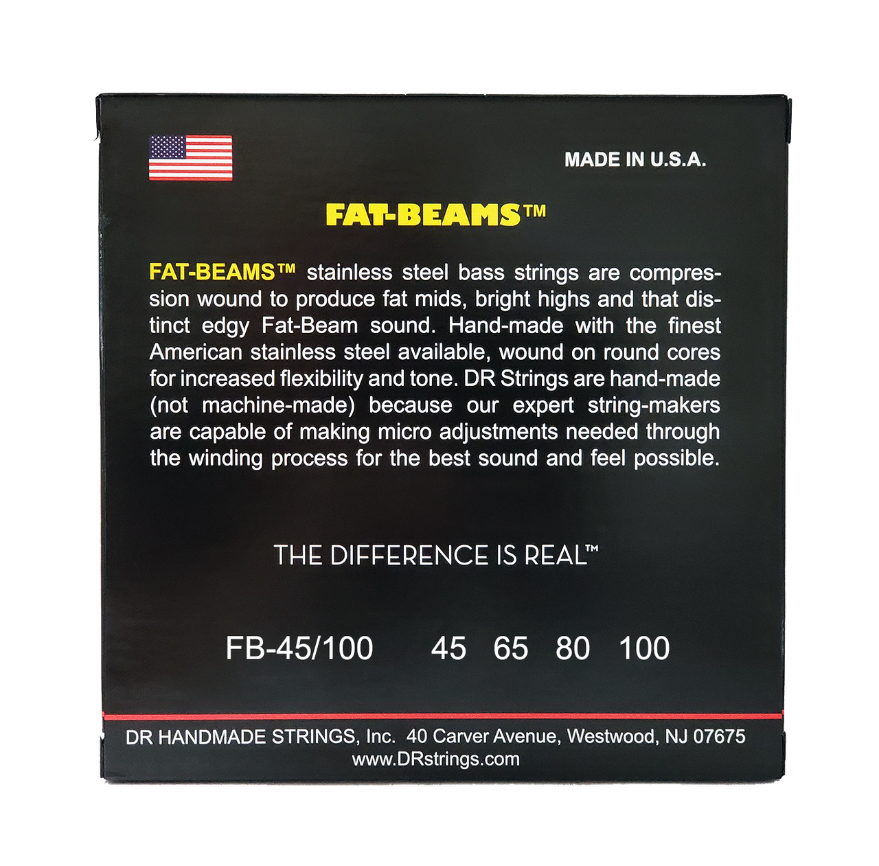 DR FAT-BEAM FB-45/100 Stainless Steel Bass Guitar Strings: Light to Medium 45-100