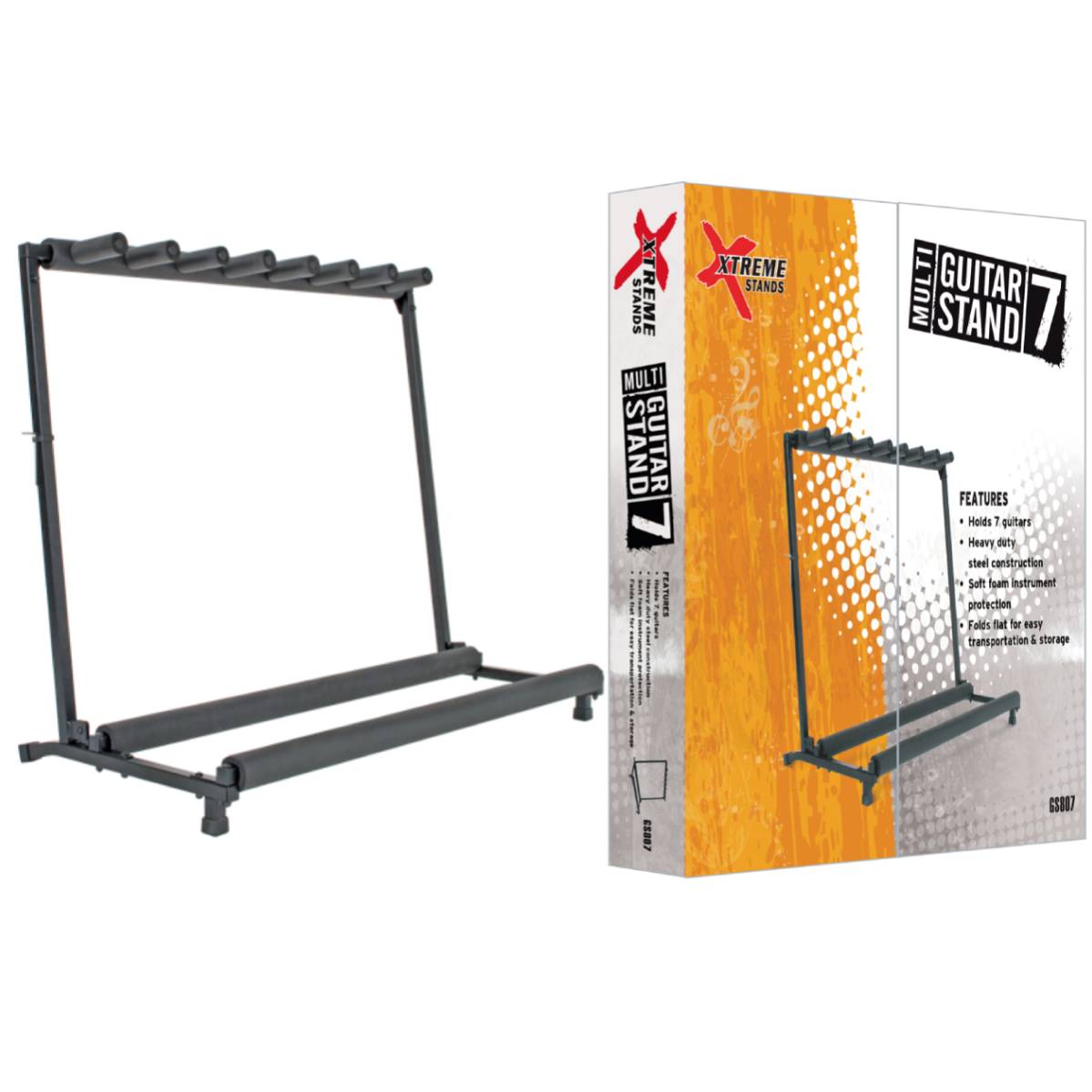 Xtreme GS807 Multi Guitar Rack Stand Fits 7 Guitars For Electric Bass Acoustic