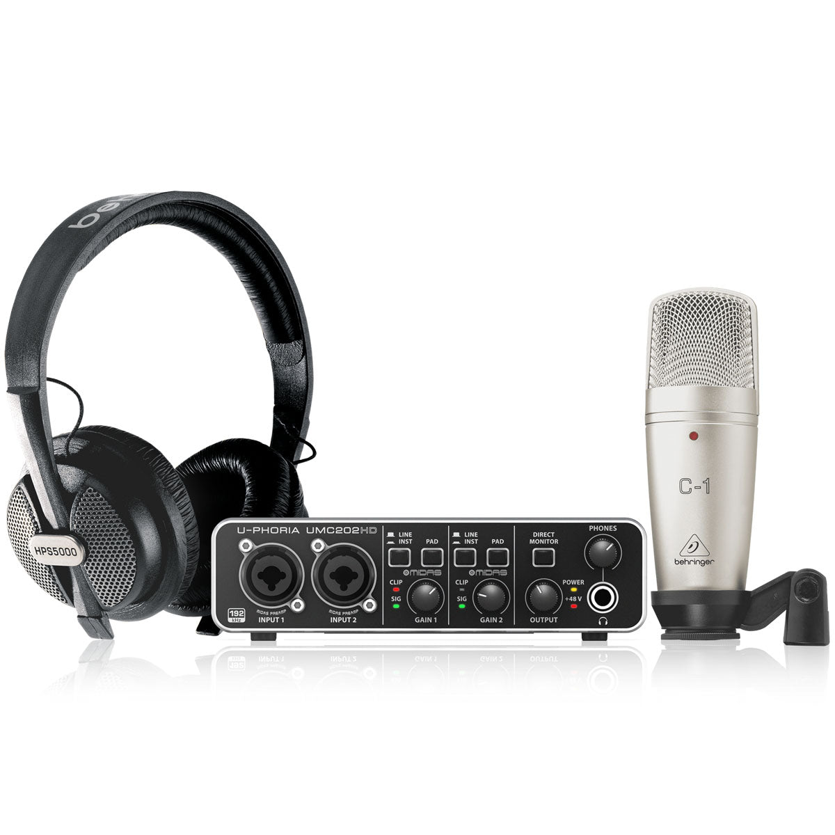 Behringer U-Phoria Studio Pro Recording/Podcasting Bundle w/ Interface, Mic & Headphones
