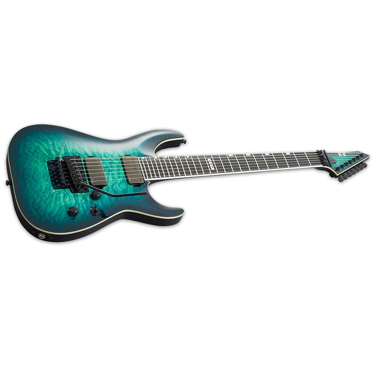 ESP E-II Horizon FR-7 Electric Guitar 7-String Quilted Maple Black Turquoise Burst w/ EMGs & Floyd Rose