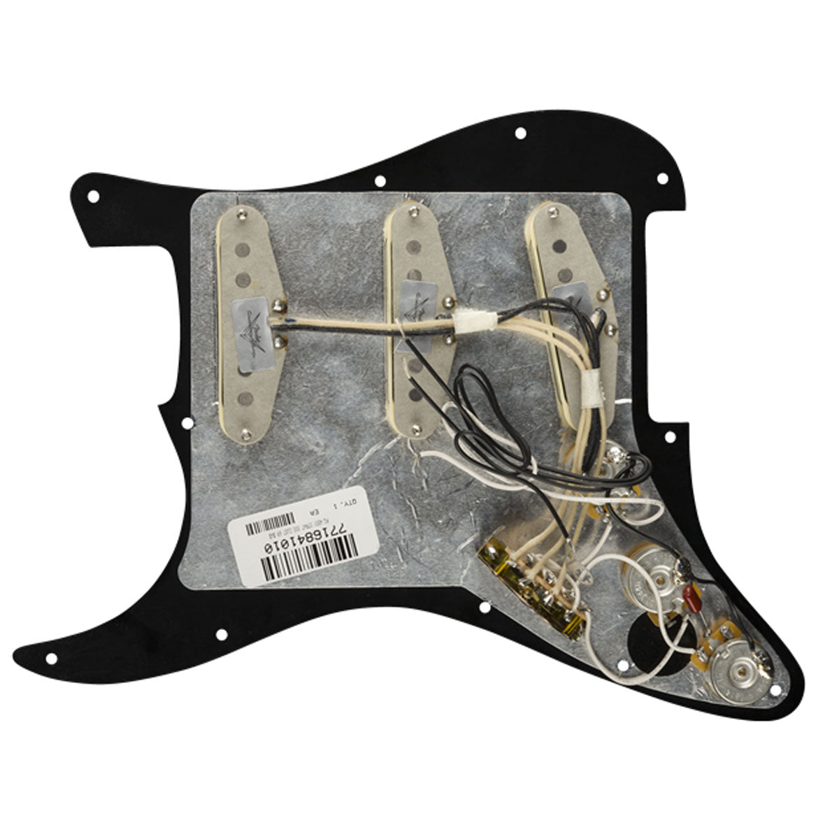 Fender Pre-Wired Strat Pickguard, Custom Shop Custom 69 SSS, Black 11 Hole PG - 0992341506