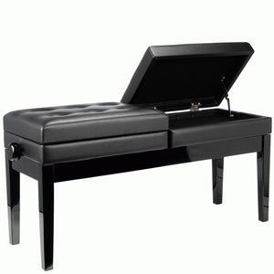 Beale BPB990 Dual Adjustable Duet Piano Bench Black w/ Storage