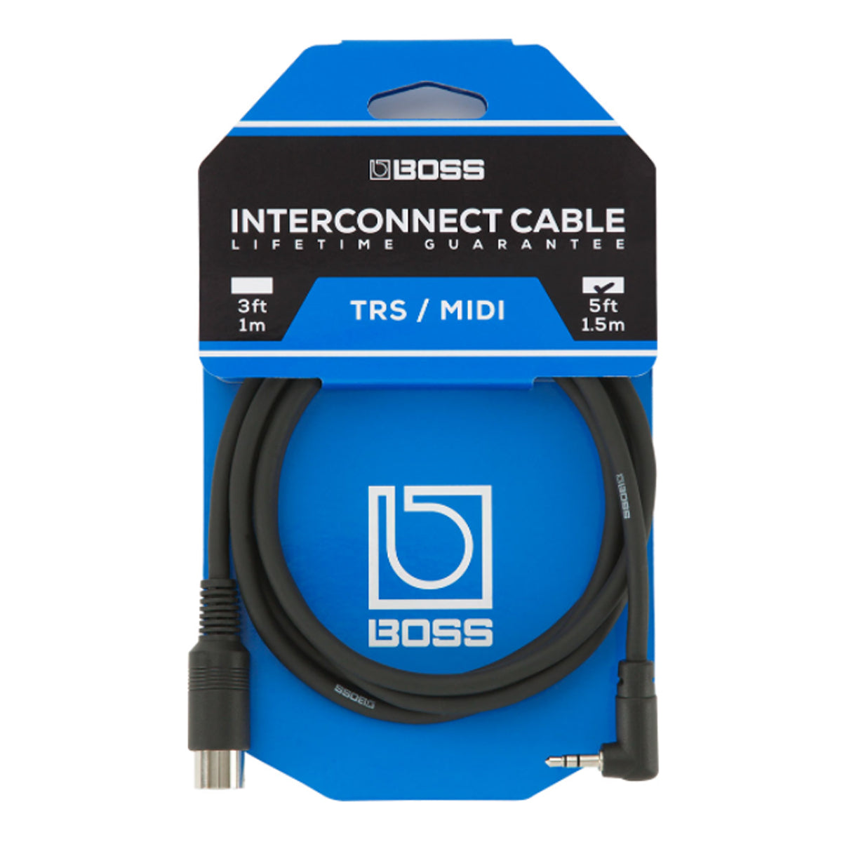 Boss BMIDI-5-35 MIDI Cable - Angled 3.5 mm TRS (male) to 5-pin MIDI (male)