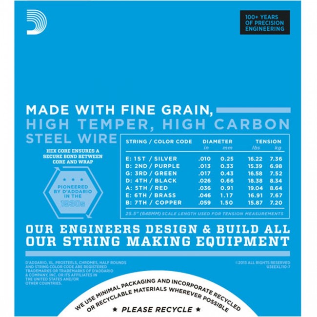 D'Addario EXL110-7 Strings 10-59 Regular Light