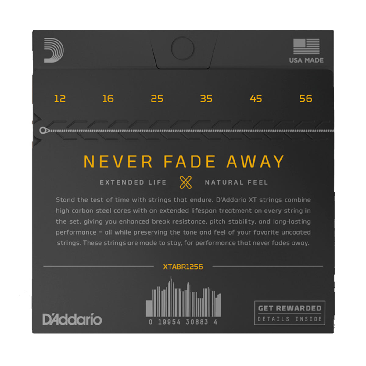 D'Addario XTABR1256 Acoustic Guitar Strings XT 80/20 Bronze 12-56 Light Top/Medium Bottom