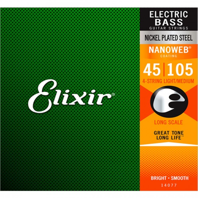 Elixir 14077 Bass Guitar Strings 4 String Medium