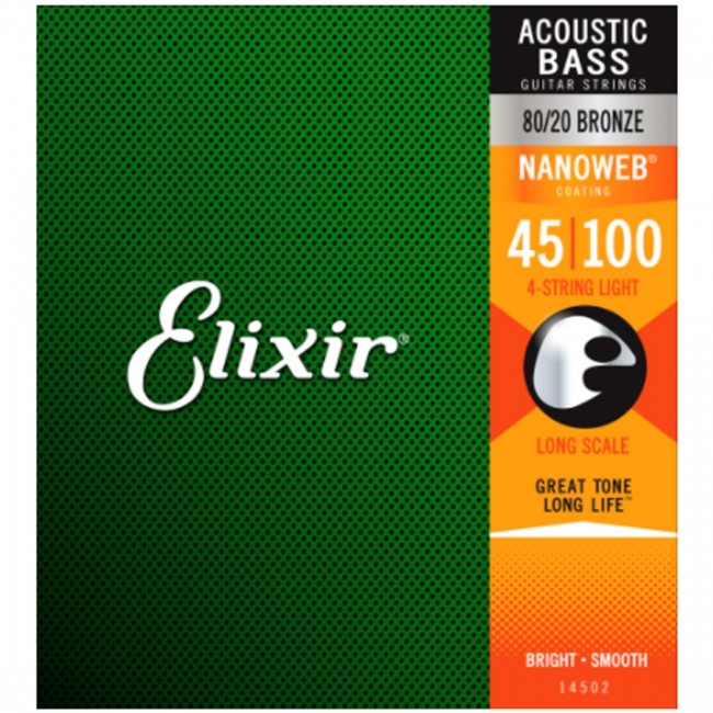 Elixir 14502 Acoustic Bass Guitar Strings Light 45-100