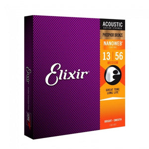 Elixir 16102 Acoustic Guitar Strings Nanoweb Medium 13-56 2 