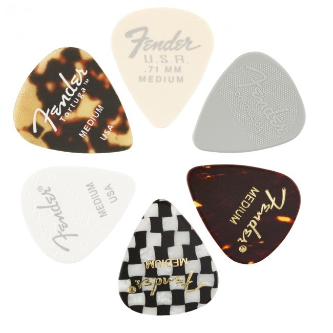 Fender 351 Shape Material Medley Guitar Picks Medium 6-Pack