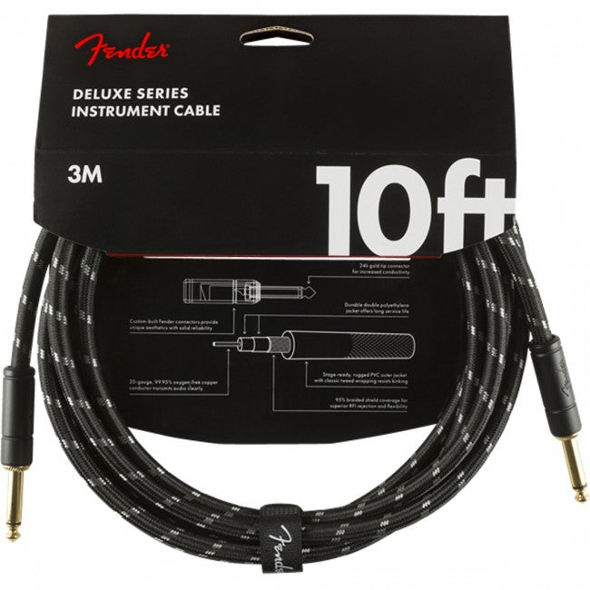 Fender Deluxe Instrument Cable 10ft Black Tweed