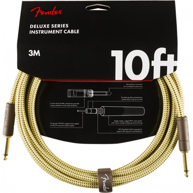 Fender Deluxe Instrument Cable 10ft Straight Tweed