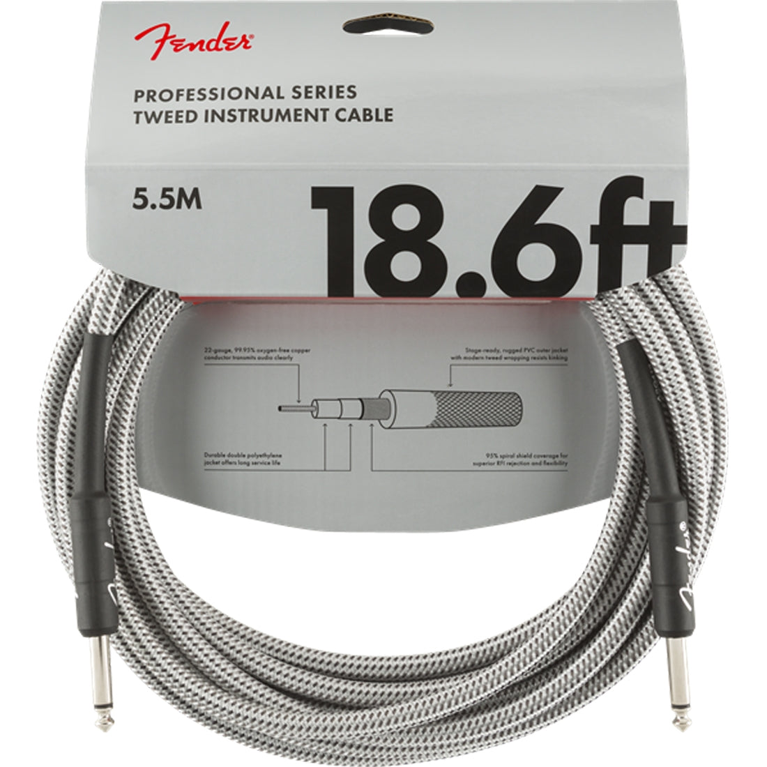 Fender Professional Series Instrument Cable 5.5m (18.6ft) White Tweed - 0990820069