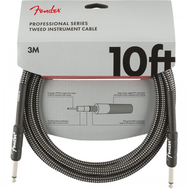 Fender Professional Series Instrument Cable 10ft Gray Tweed
