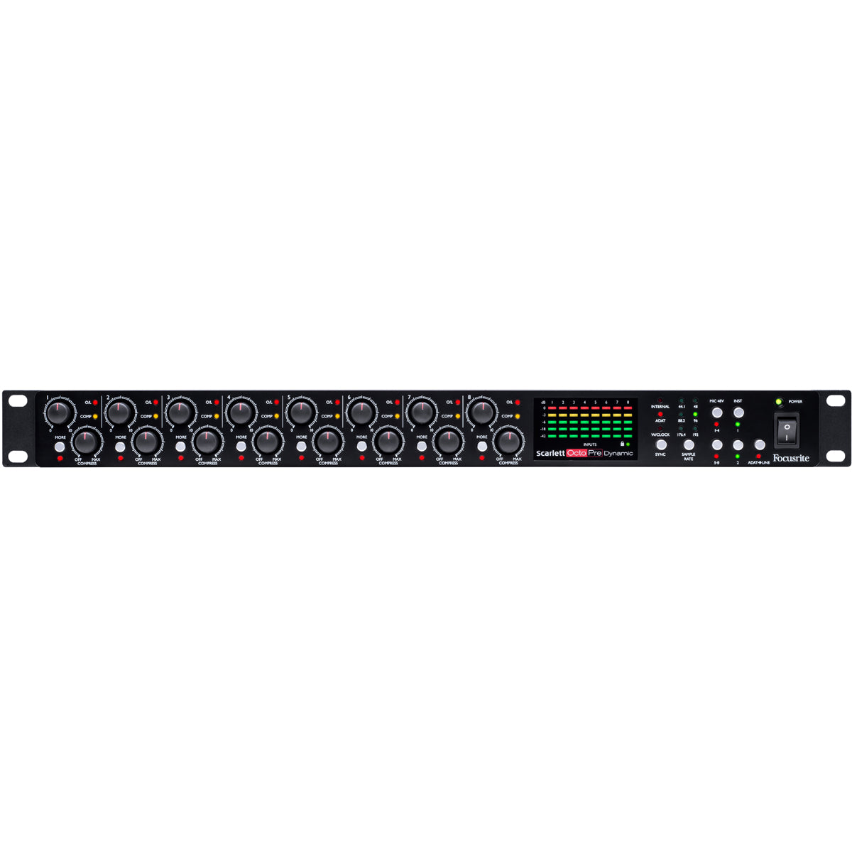Focusrite Scarlett OctoPre Dynamic Audio Interface 8-Ch Mic Pre w/ AD/DA Conversion & Compression