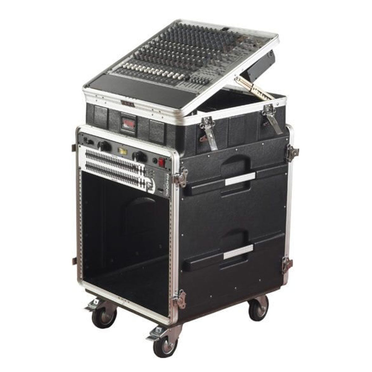 Gator GRC-10X12 PU Molded PE Pop-Up Audio Console Rack 10U Top 12U Bottom w/ Casters