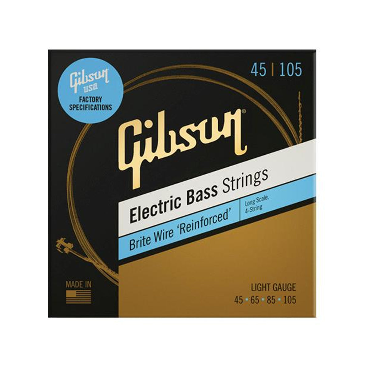 Gibson Brite Wire Bass Guitar Strings Long Scale Light 45-105 - SBG-LSL