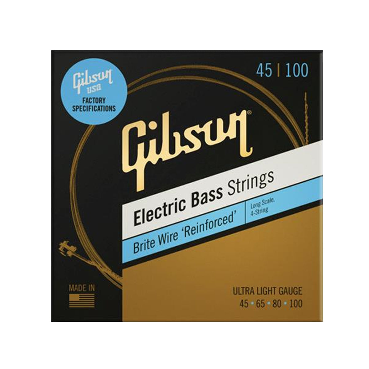 Gibson Brite Wire Bass Guitar Strings Long Scale Ultra Light 45-100 - SBG-LSUL