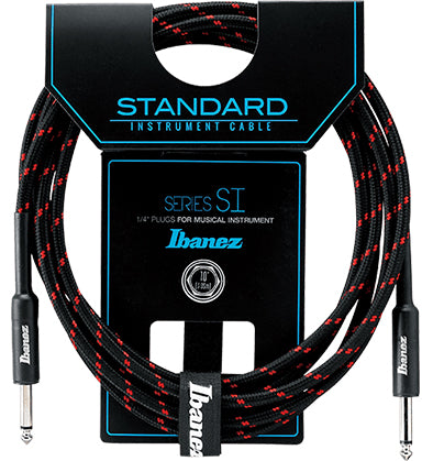 Ibanez SI10 BW Woven Guitar Cable 10ft Instrument Lead Black & Wine