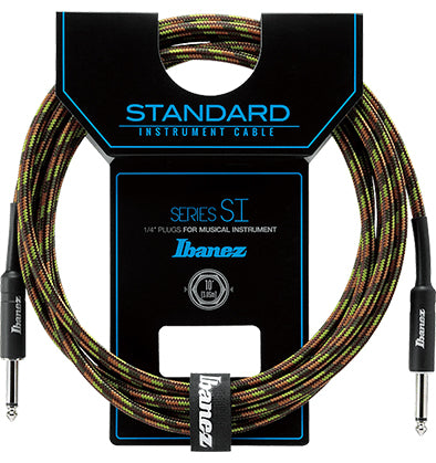 Ibanez SI10 CGR Woven Guitar Cable 10ft Instrument Lead Camouflage Green