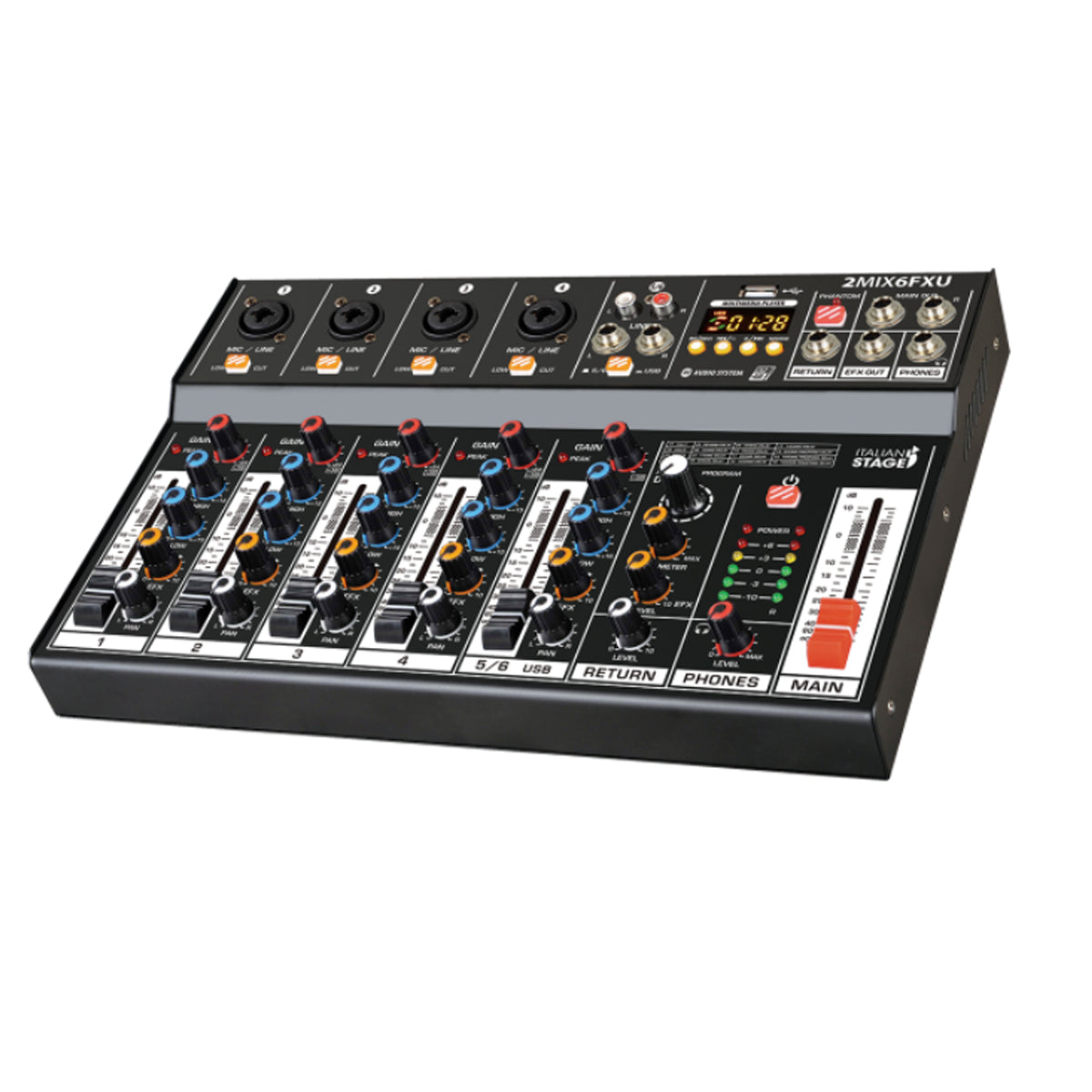 Italian Stage 2MIX6FXU USB Stereo Mixer 6-Ch w/ Bluetooth & DSP MultiFX