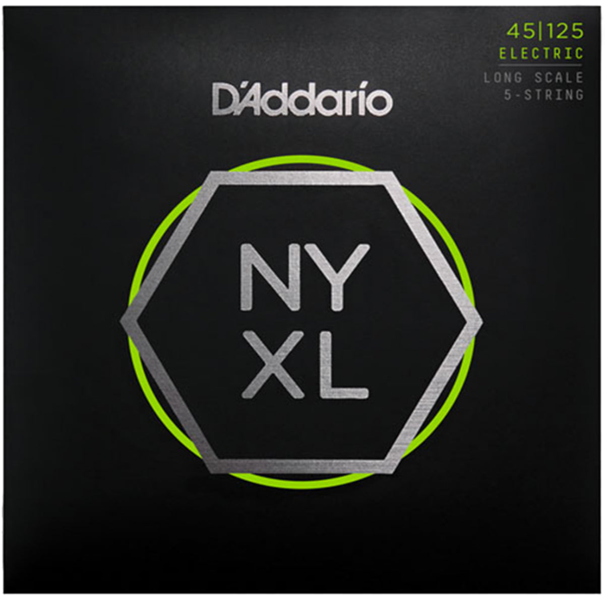 D'Addario NYXL45125 Bass Guitar Strings 5-Str Nickel Wound Long Scale 45-125 Light Top/Med Bottom