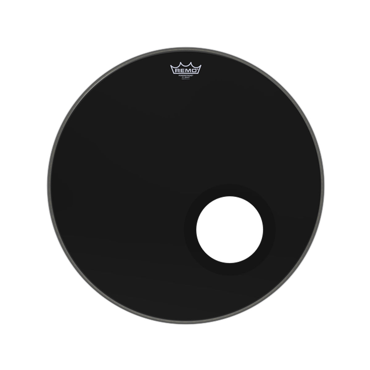 Remo P3-1022-ES-DM Powerstroke 3 Bass Drum Head Skin 22 Inch Ebony 22" PS3 w/ Black DynamO Ring Pre-Cut