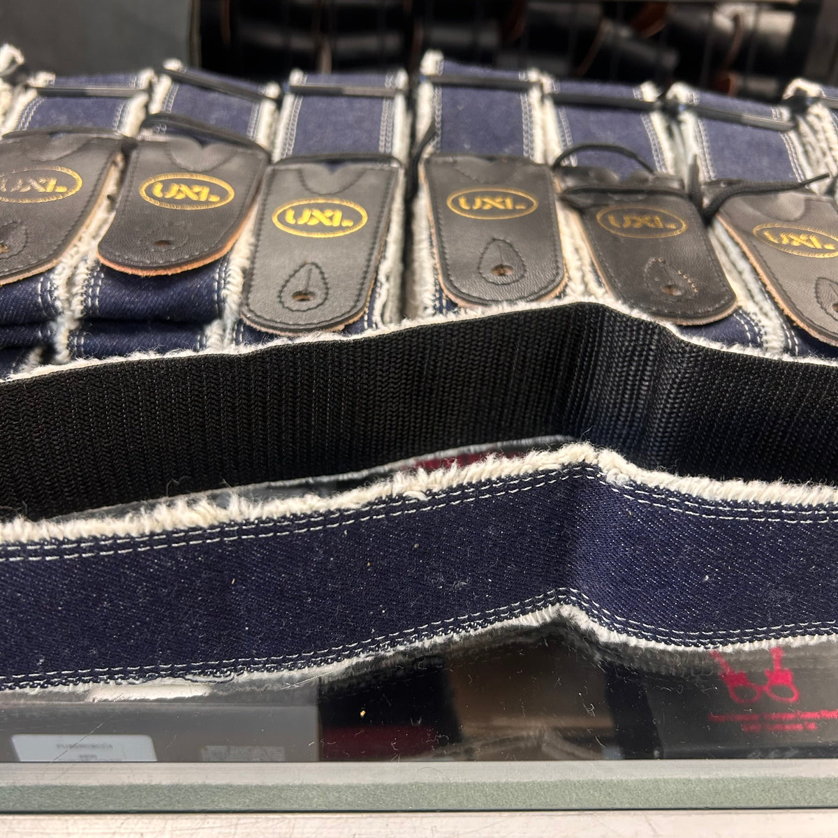 UXL Guitar Strap 50mm Blue Denim Cotton w/ Leather Tabs