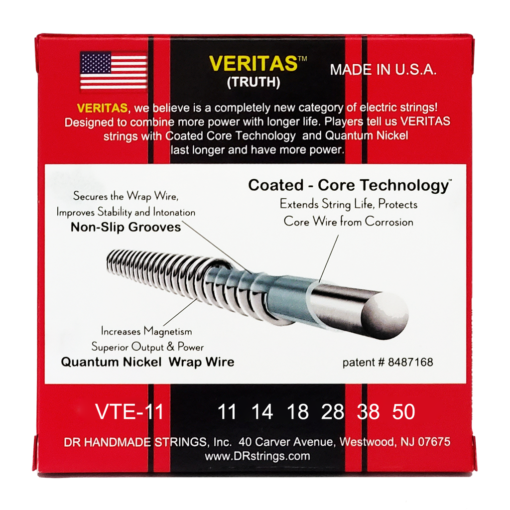DR VERITAS VTE-11 Coated Core Technology Electric Guitar Strings: Heavy 11-50