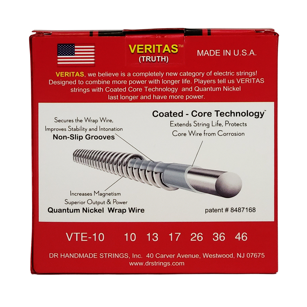 3 Pack DR VERITAS VTE-10-3PK Coated Core Technology Electric Guitar Strings: Medium 10-46