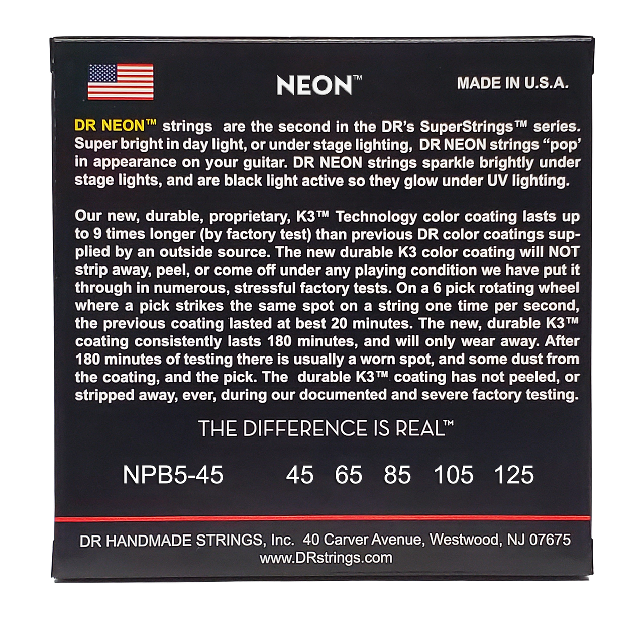 DR HI-DEF NEON NPB5-45 Pink Colored Bass Guitar Strings: 5-String Medium 45-125