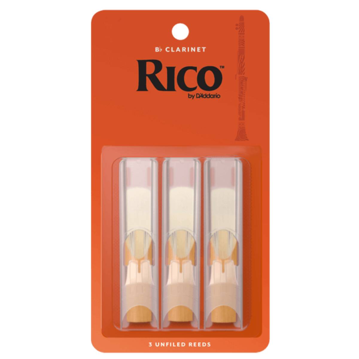 3 Pack of Rico Bb Clarinet Reed Size 1.5 Replacement Reeds - RCA0315