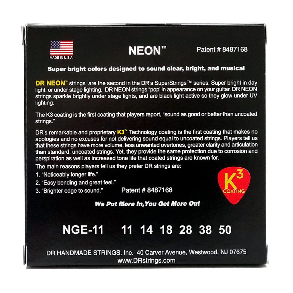 DR HI-DEF NEON NGE-11 GREEN Colored Electric Guitar Strings: Heavy 11-50