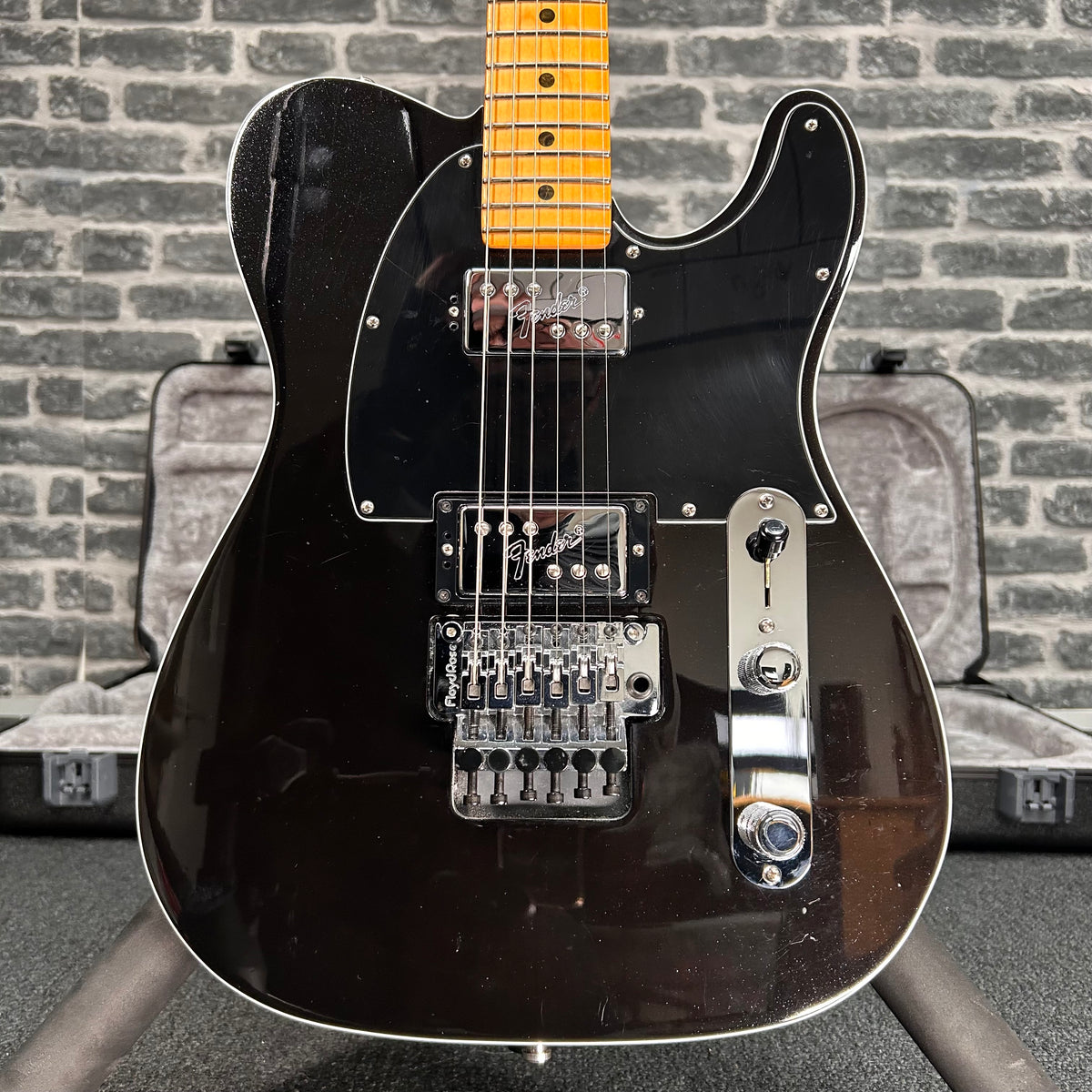 Fender American Ultra Luxe Telecaster Electric Guitar Floyd Rose HH Maple Fingerboard Mystic Black - 0118092710 - PREOWNED