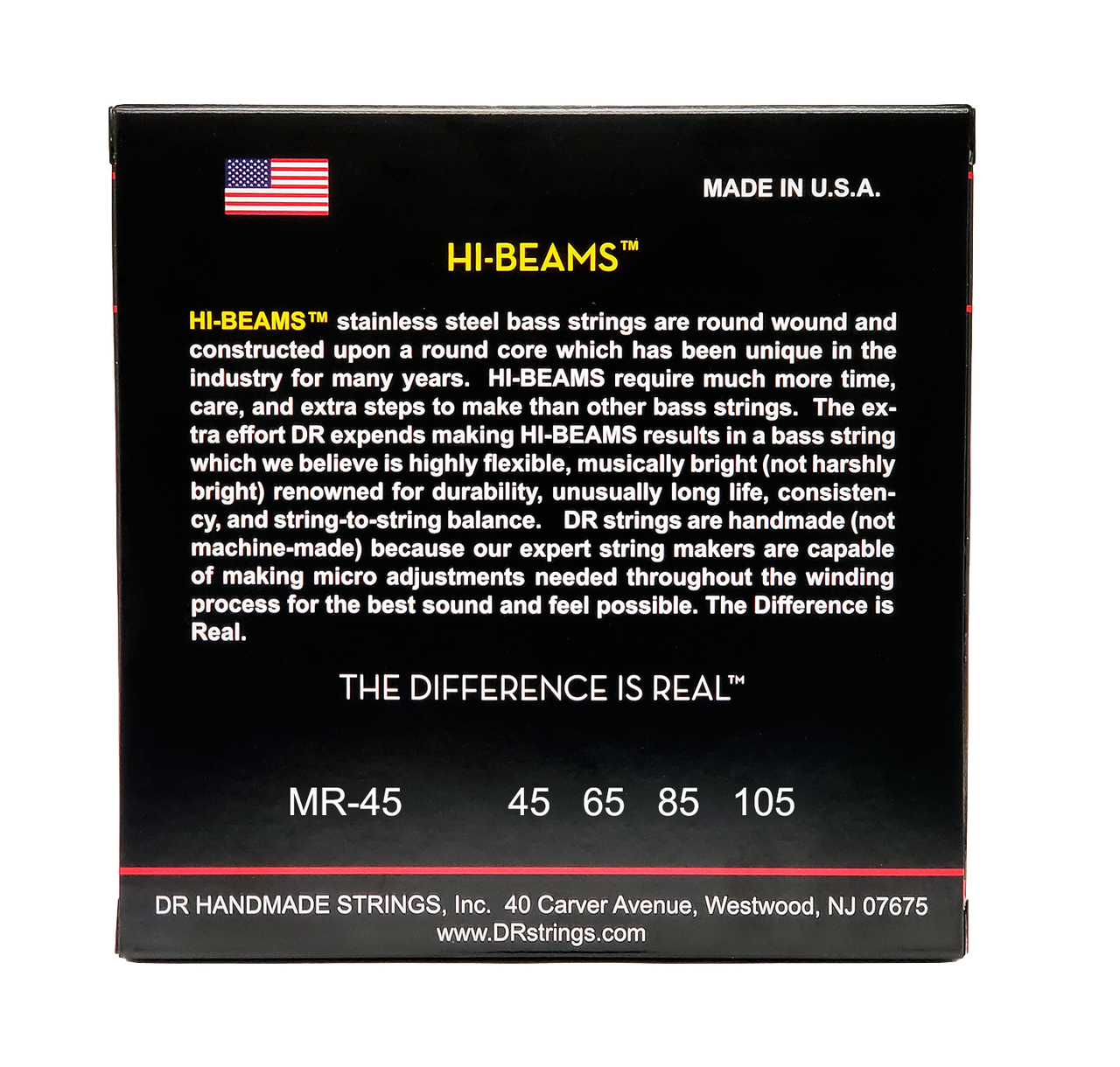 DR HI-BEAM MR-45 Stainless Steel Bass Guitar Strings: Medium 45-105
