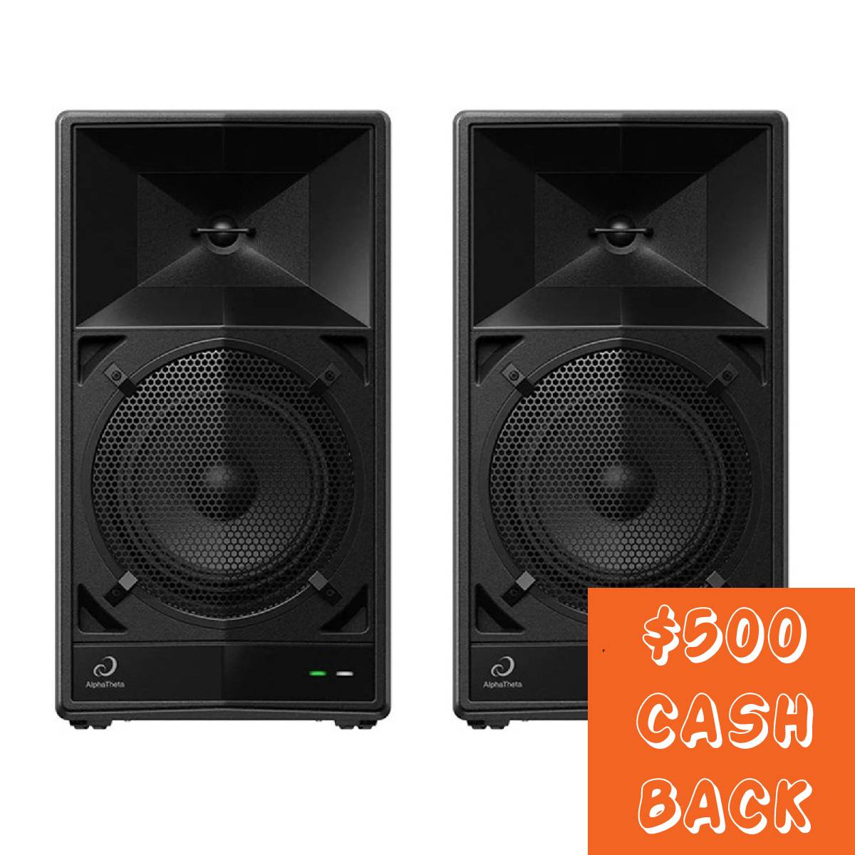 2 x AlphaTheta Wave Eight Portable DJ Speaker w/ SonicLink Technology (PAIR)