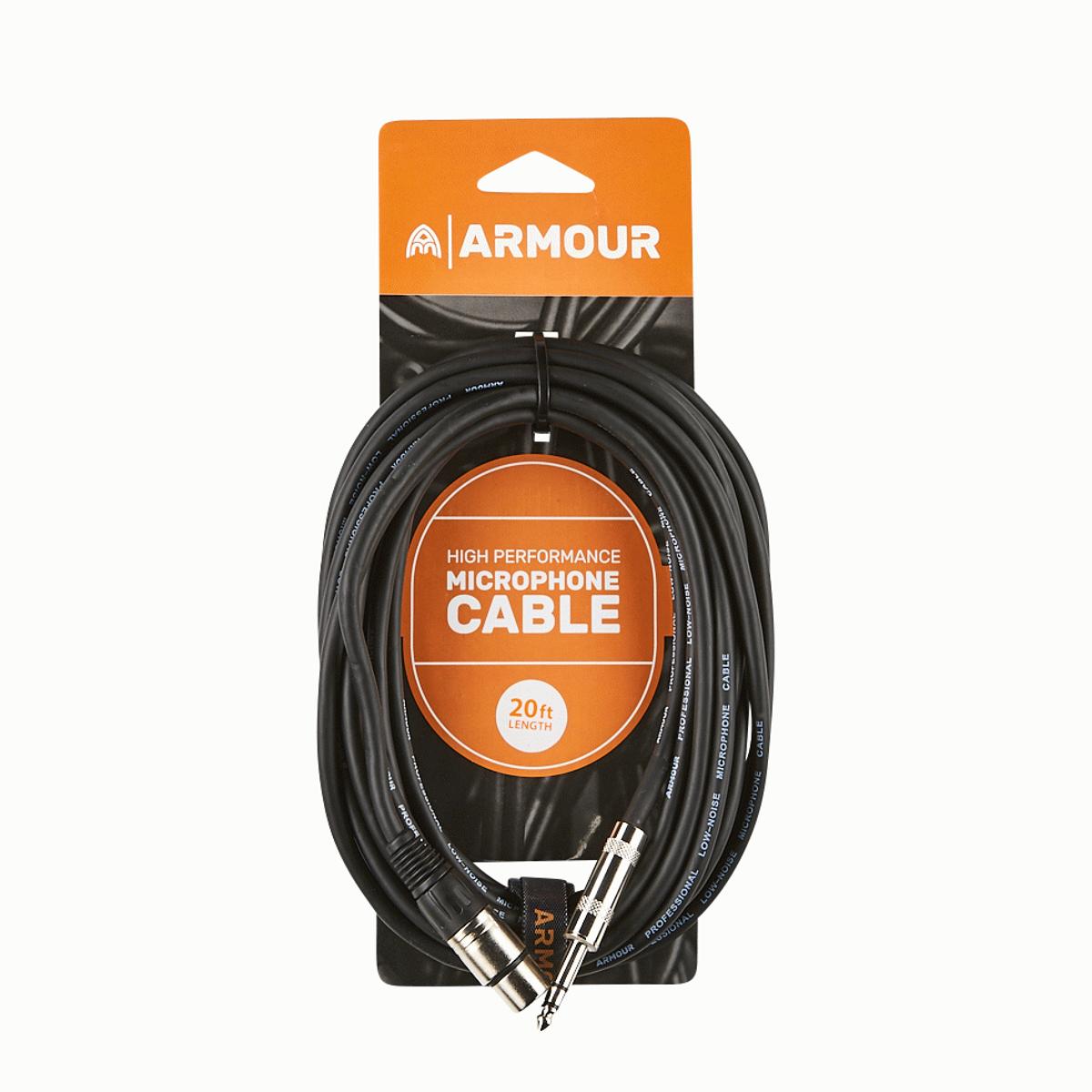 Armour CJP20HP High Performance Mic Cable 20ft XLR to Female Male Jack