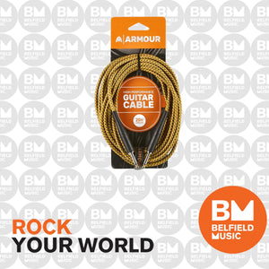 Armour GW20G Guitar Lead 6m 20ft Instrument Cable - Woven Gold Rope