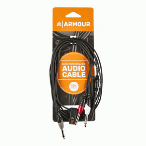Armour SYC4 6.5mm Mal Stereo Jack to 2 x 6.5mm Male Mono Jack Cable 10ft