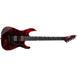 ESP USA M-II Electric Guitar Black Blood Splatter w/ EMGs & Floyd Rose