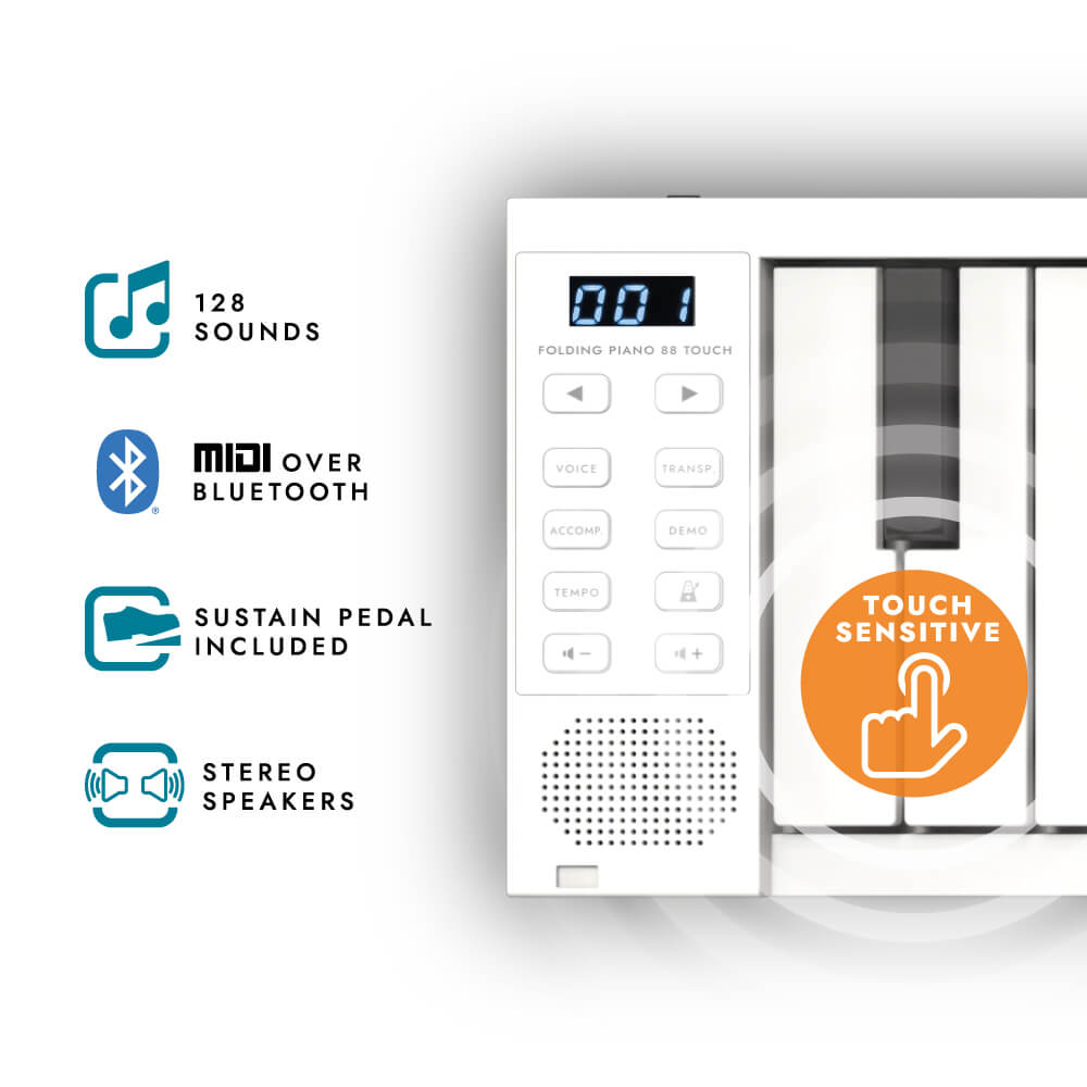 Blackstar Carry-On FP-88T Folding Piano 88 Touch Key w/ Built-In Speakers - White