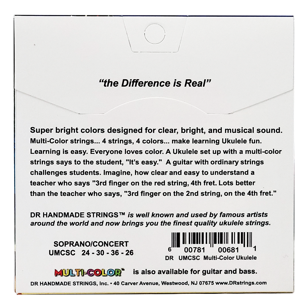 DR Multi-Color Nylon UMCSC Soprano/Concert Ukulele Strings