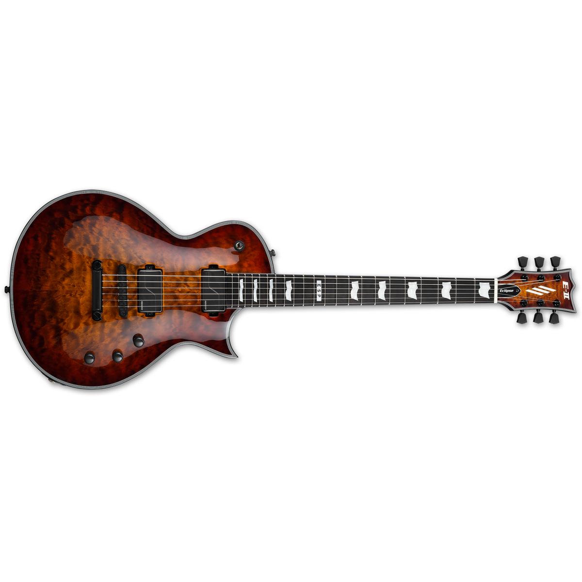 ESP E-II Eclipse Electric Guitar Quilted Maple Tiger Eye Sunburst w/ Fishmans