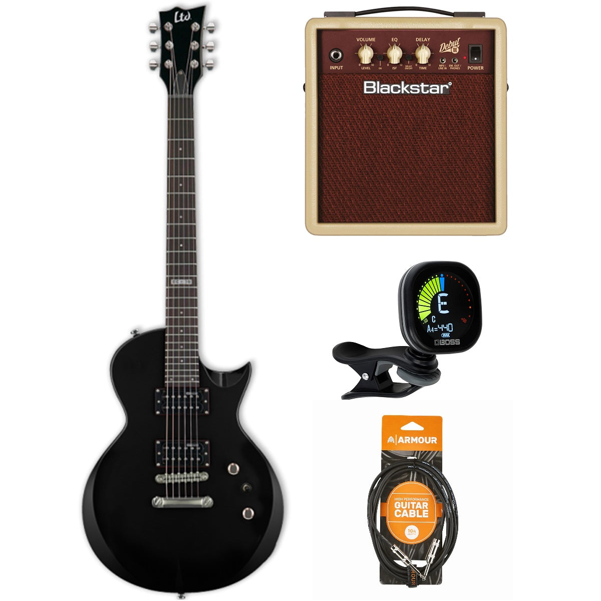 ESP LTD EC-10 Eclipse Black Electric Guitar Pack w/ Blackstar Debut 10 Amp + Gig Bag + Tuner + Lead