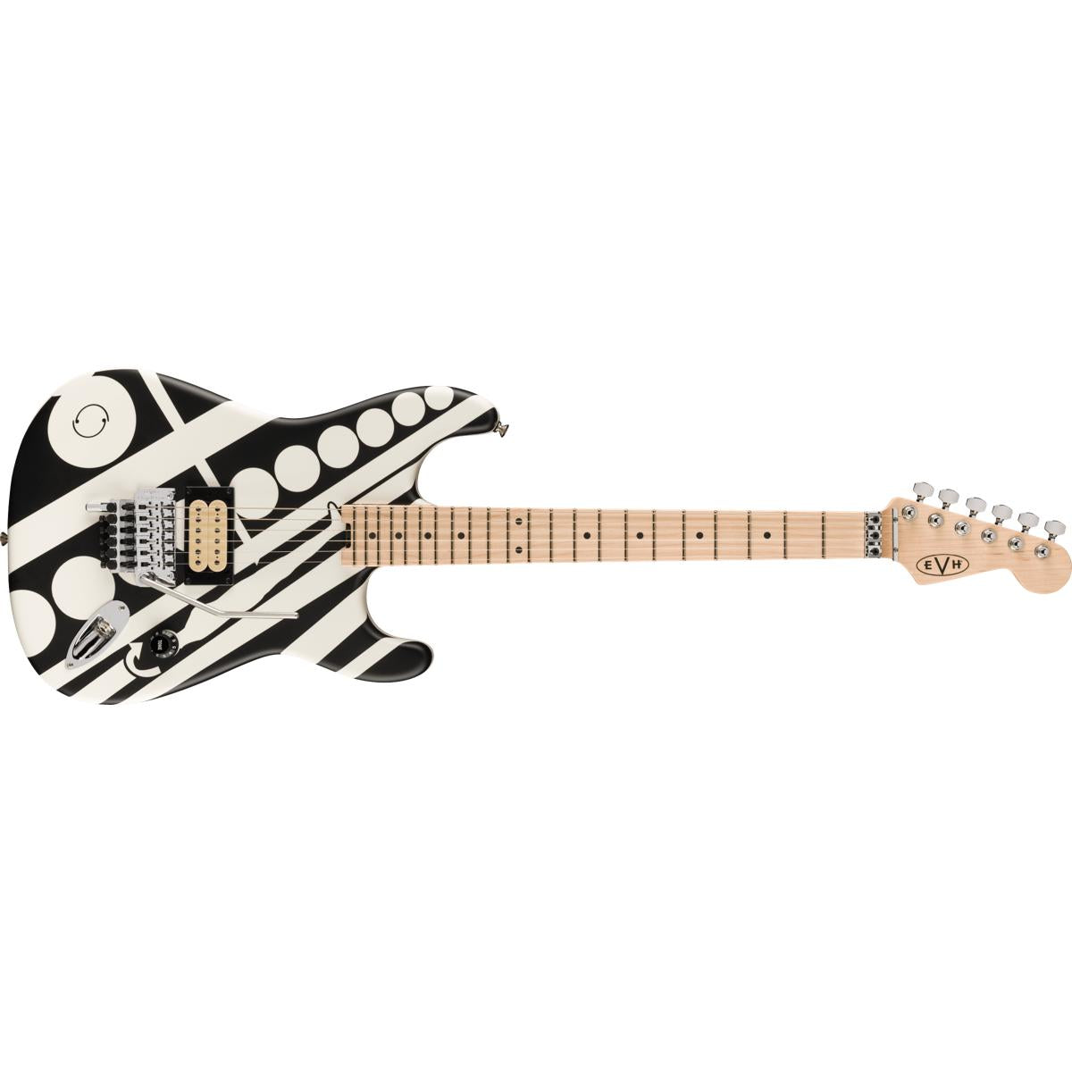 EVH Striped Series Circles Electric Guitar MN White &amp; Black - 5107902386